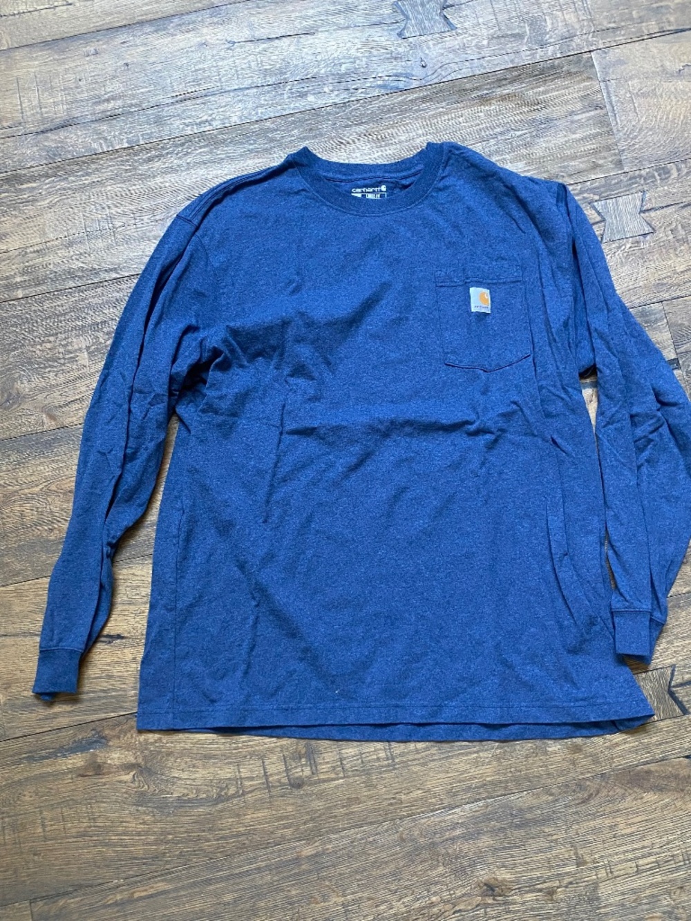 Carhartt Long Sleeve Pocket T-Shirt Blue XL Loose Fit